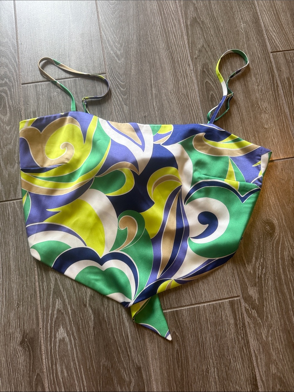 Gianni Bini Green, Blue, Lime & Cream Swirl Print Camisole small